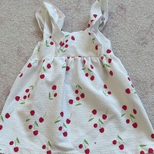 Zara White Dress with Red Cherry Print